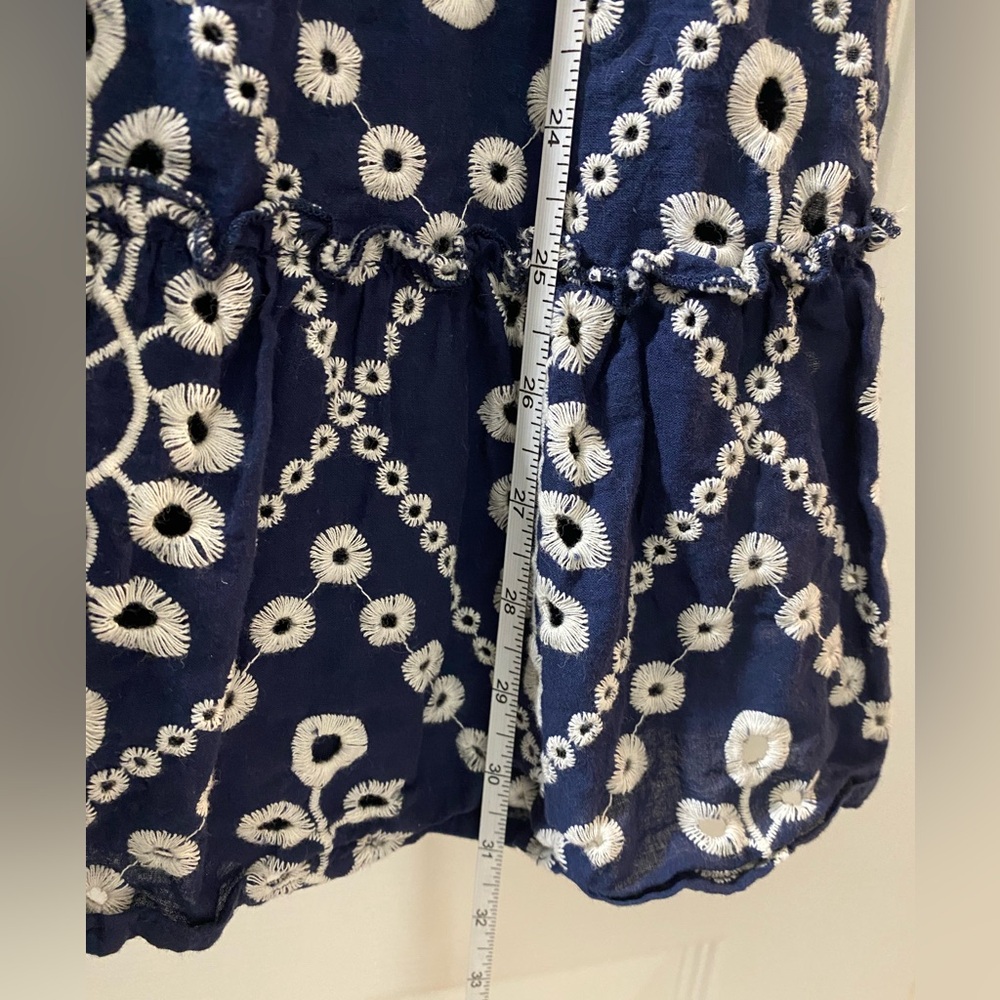 Mi ami Navy and White Embroidered Baby Doll Mini Dress - Picture 6 of 11